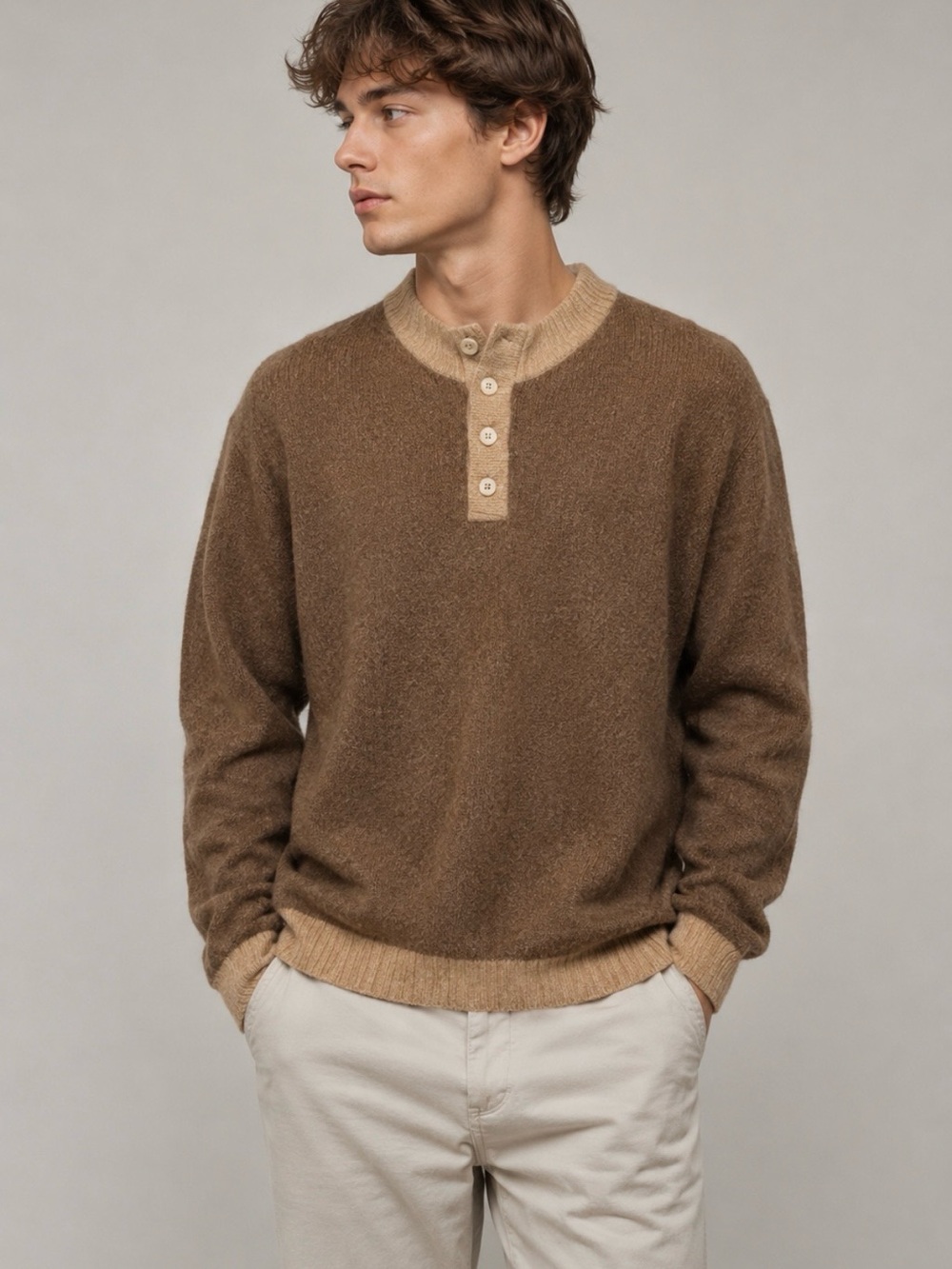 Bullock Jones Men’s 100% Pure Cashmere Quarter Button Super Soft Sweater Size XL